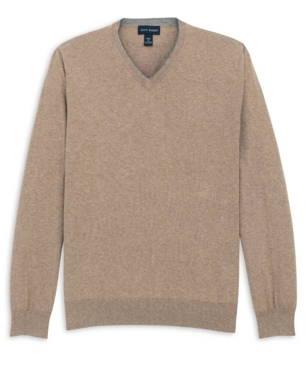 NEW SCOTT BARBER men's the classic 12gg v-neck sweater in fur